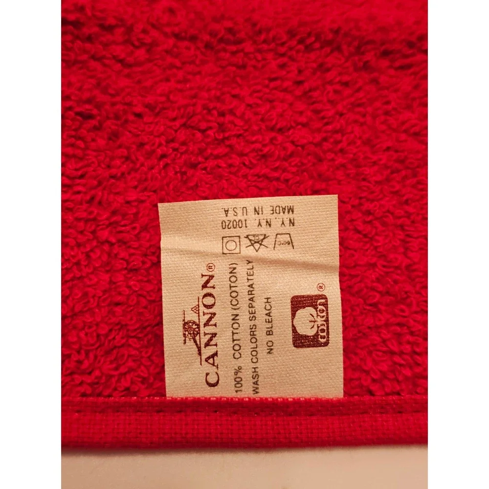 Vintage Cannon Christmas Hand Towels Set 4 Red Green Embroidered Fringed USA